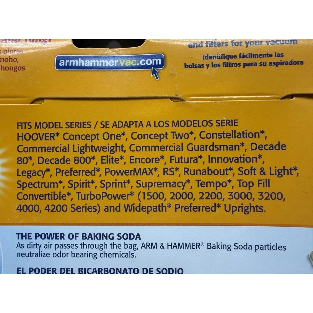 Arm & Hammer Hoover A Vacuum Bags Odor Eliminating Type A 3-Pack 62601D New